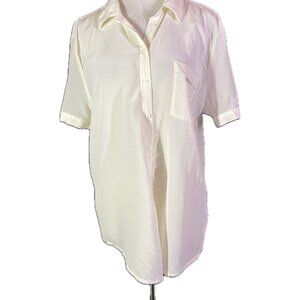 Joe Fresh Size XL Silk Short Sleeve Shirt Sheer Off-White